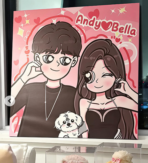 Andy 与 Bella：制作完成的真实画布照片